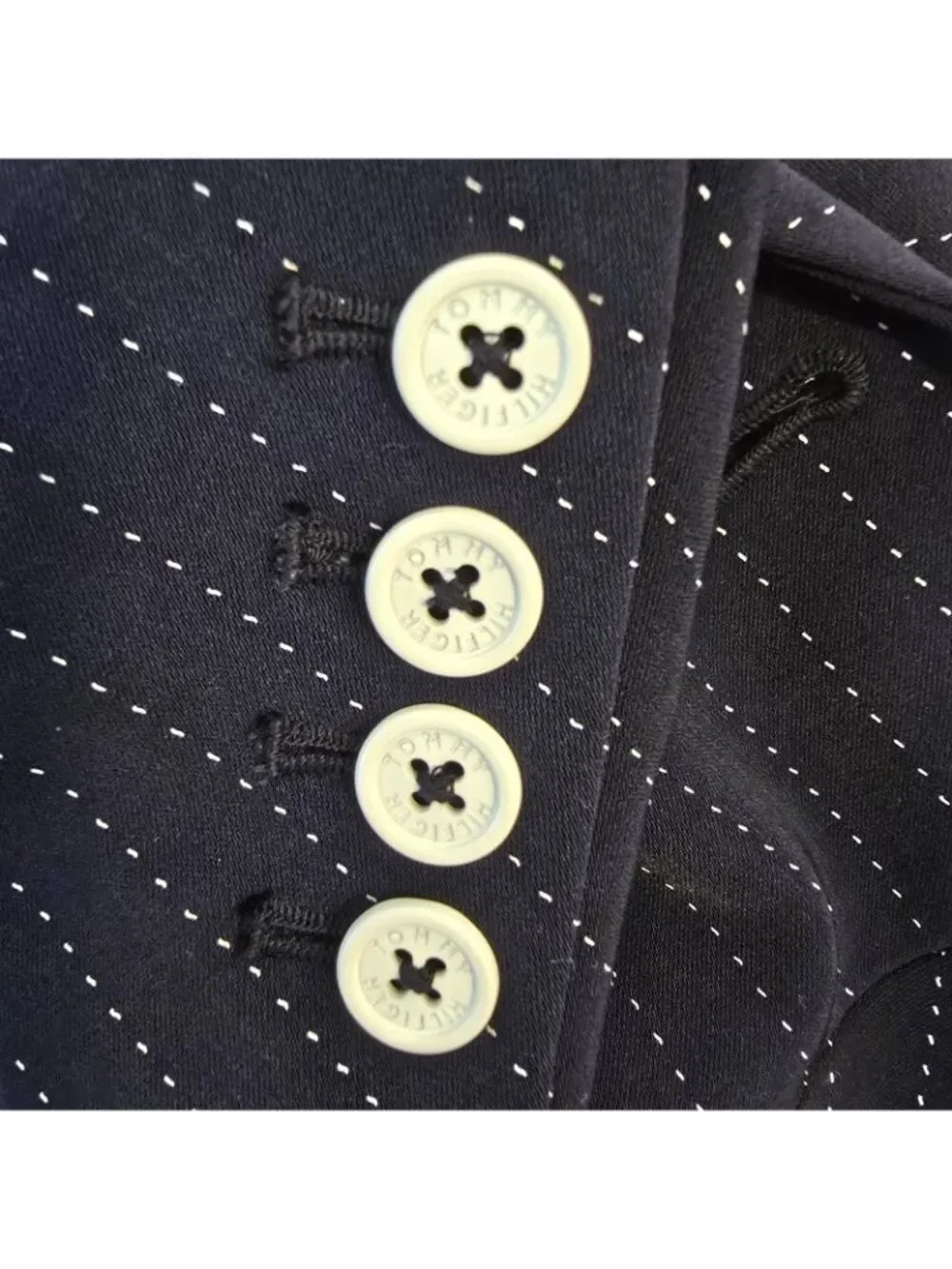 Tommy Hilfiger Blazer Jacket Classic Navy Blue Pinstripe 1 Button Front Sz 4